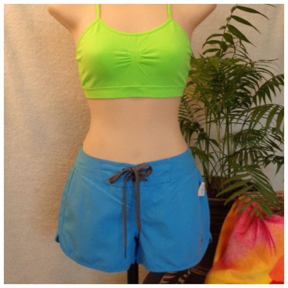OAKLEY Hydro Fuse Blue Board Shorts Swim Cover W/ Tie Front Reflective XS NWT
